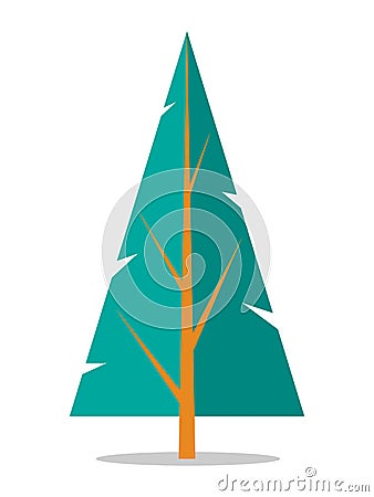 Flat Spruce Icon Isolated on White Vector Illustration