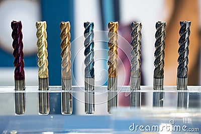 The flat square solid carbide endmill tools. Cutter for cnc. The cutting tool for CNC turning and milling machines Stock Photo