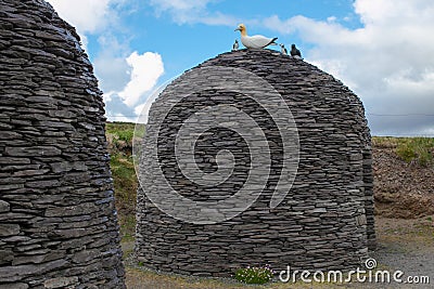 Flat Stone Beehive Hut Stock Photo