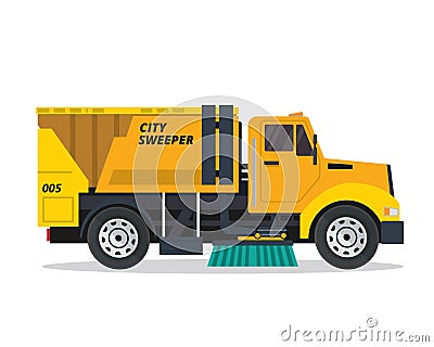 Modern Street Sweeper Truck Illustration Vector Illustration