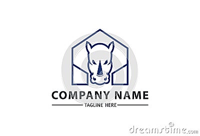 Strong Rhino Logo, Icon, Graphic Resource of Real Estate , Home or Building Vector Illustration