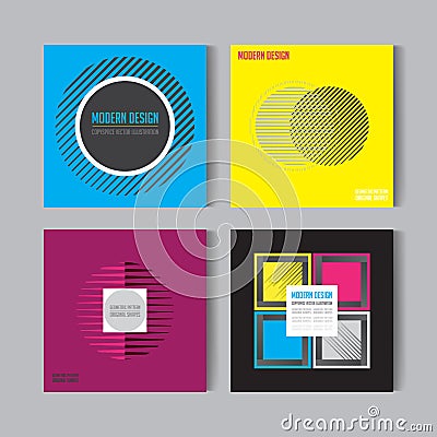 Flat style Abstract colorful Posers Set. Art Graphic Backgrounds Retro . Vector Illustration