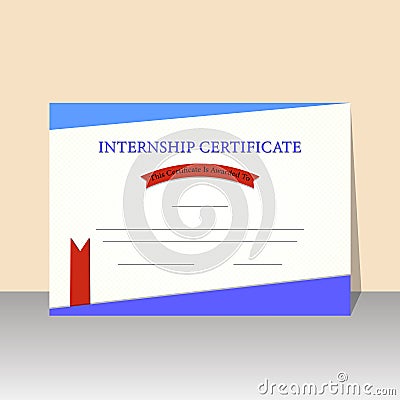 Flat Style Blank Internship Certificate or Diploma template design. Stock Photo