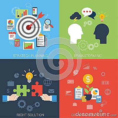 Flat style business success strategy target infographic concept Vector Illustration