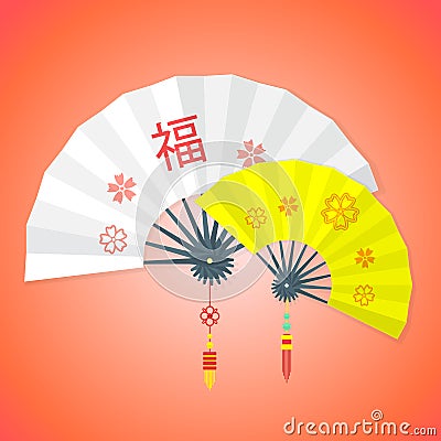 Flat style chinese new year fans Vector Illustration