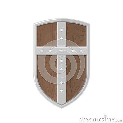 Flat style colored medieval shield with cross icon illustration Vector Illustration