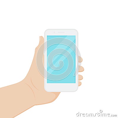 flat style design, a hand holding a smart phone. vector illustration Vector Illustration