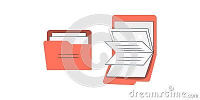 Flat Style Folders Icon Collection. Documents in Folders. File Folder Vector Icon Set Vector Illustration