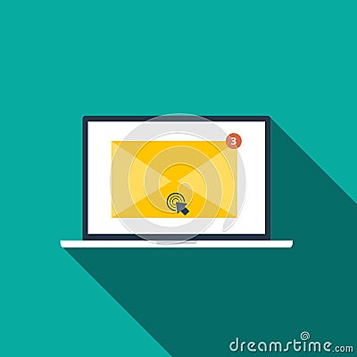 Flat style icon of Email Marketing concept with long shadow Vector Illustration