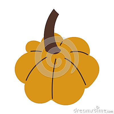 Flat Style Illustrated orange Pumpkin Fruit Icon Vector Illustration
