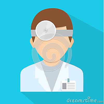 Ophthalmologist with head mirror. Icon isolated on background Vector Illustration