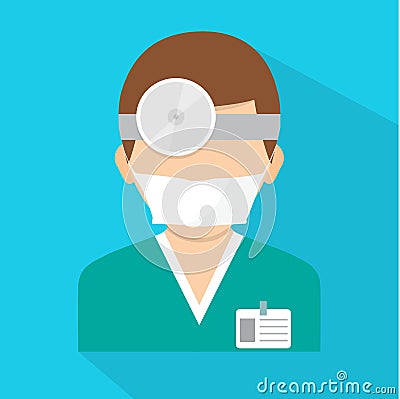 Ophthalmologist with head mirror. Icon isolated on background. Vector Illustration