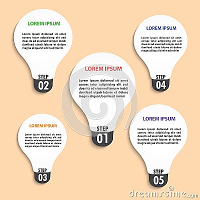 Flat style light bulb infographic template Vector Illustration