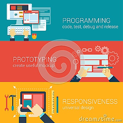 Flat style process programming prototyping infographic concept Vector Illustration