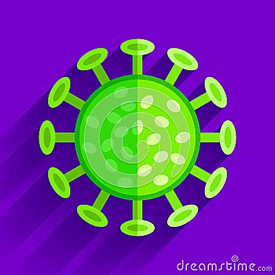 Flat style virus icon. Bacteria vector drawing. Medical symbol for you project Vector Illustration