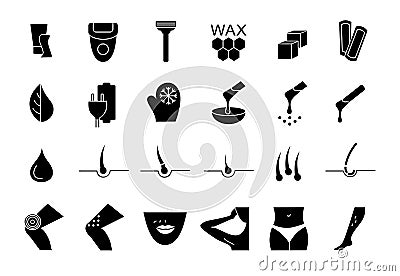 Hair removal. Hair remove icons Vector Illustration