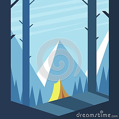 Flat summer camp Vector Illustration