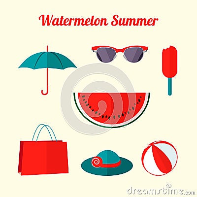 Flat summer objects Vector Illustration