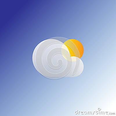 Flat sun and cloud weather web icon. Isolated summer icon on a blue background Vector Illustration