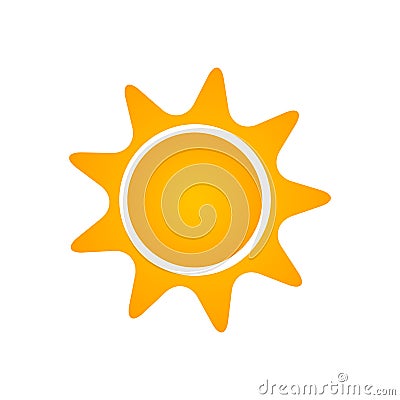 Flat sun Icon. Summer pictogram. Sunlight symbol. Vector illustration isolated on white background Cartoon Illustration