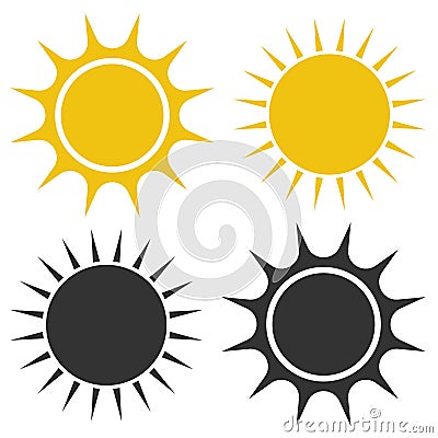 Flat sun icon. Sun pictogram. Template vector illustration. Vector Illustration