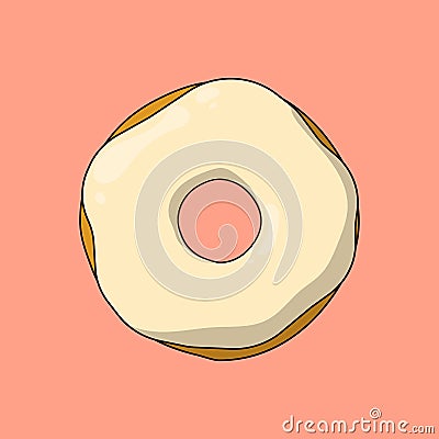 Flat Sweet Yummy Creamy white Donut Illustration Vector Icon Vector Illustration