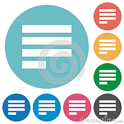 Flat Text align justify last row left icons Stock Photo