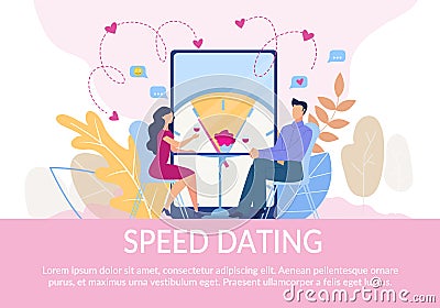 Flat Text Poster Inviting Couples on Speed Dating Vector Illustration