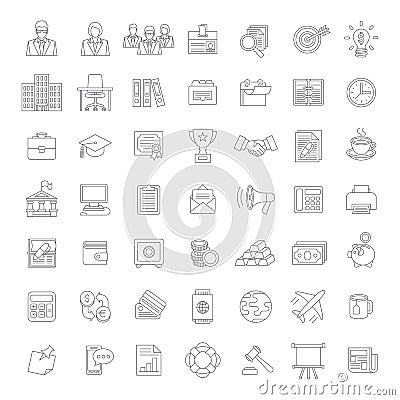 Flat thin line business and finance icons Vector Illustration