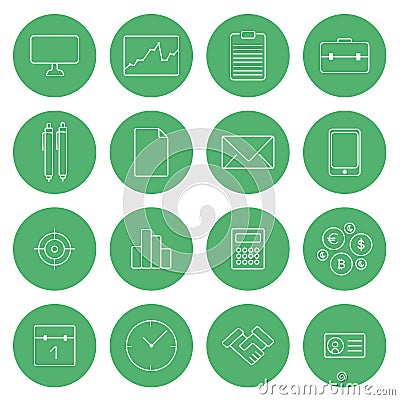 Flat thin line icons modern design vector set business icons Vector Illustration