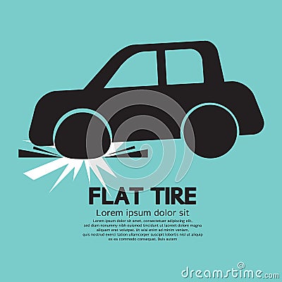 Flat Tire Car Vector Illustration