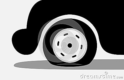 Flat tire / puncture of tyre Vector Illustration