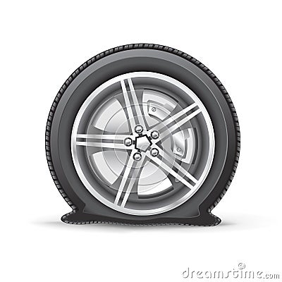 Flat tire Vector Illustration