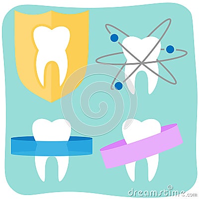 Flat tooth icons Vector Illustration
