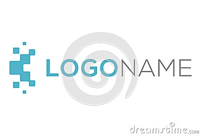 Tosca Color Modern Minimalist Square Pixel Tech Logo Design Vector Illustration