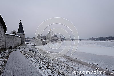 Pskov Krom. Winter Pskov Stock Photo