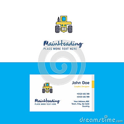 Flat Tractor Logo and Visiting Card Template. Busienss Concept Logo Design Vector Illustration