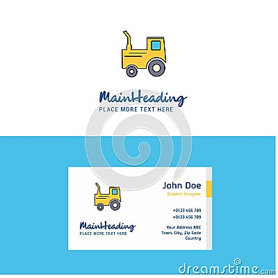 Flat Tractor Logo and Visiting Card Template. Busienss Concept Logo Design Vector Illustration