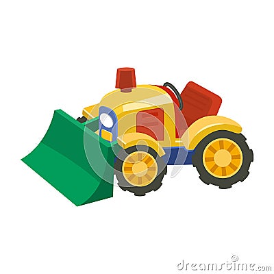 Flat tractor on white background. Vector Illustration