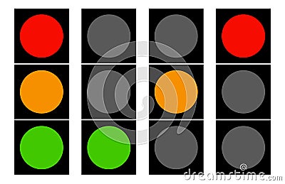 Flat traffic light icons. Traffic lamps, semaphore Vector Illustration