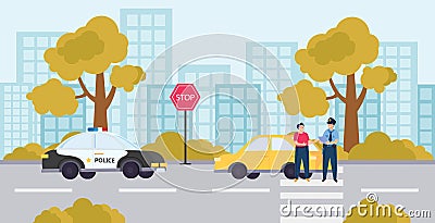 Flat Traffic Police Concept Vector Illustration