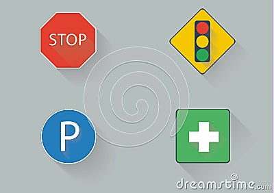 Flat traffic sign Vector Illustration