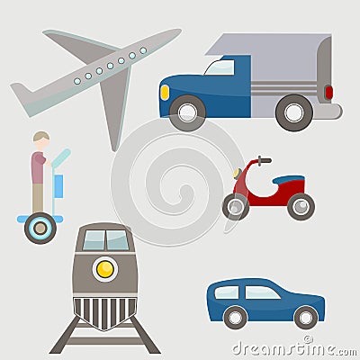 Flat Transportation Icons Vector Illustration
