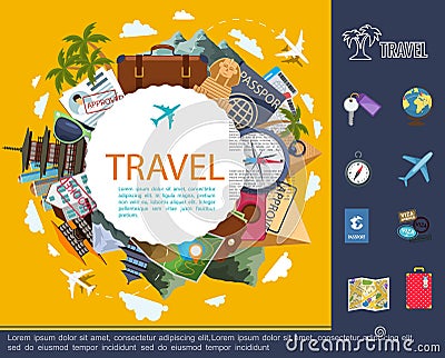 Flat Travel Around World Concept Vector Illustration