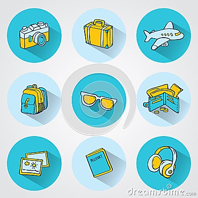 Flat travel icons for Web and Mobile Applications Vector Illustration