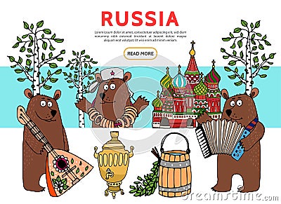 Flat Travel In Russia Template Vector Illustration