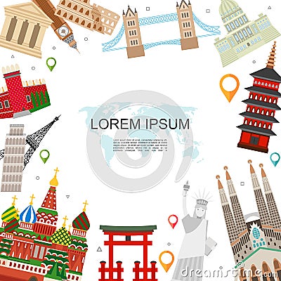 Flat Travel And Tourism Template Vector Illustration
