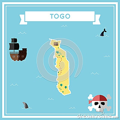 Flat treasure map of Togo. Vector Illustration