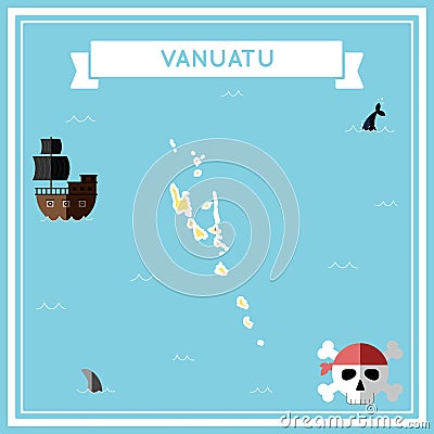 Flat treasure map of Vanuatu. Vector Illustration