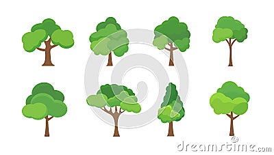Flat tree icon illustration. Trees forest simple plant silhouette icon. Nature oak organic set design Vector Illustration